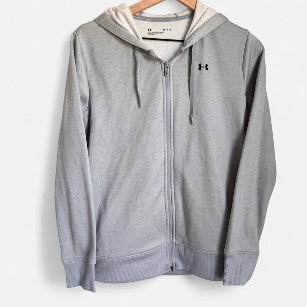 Under Armour Armour Fleece Full Zip Hoodie Heather Light Gray Jacket Size M